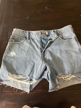 Hollister Light Blue High-Rise Relaxed Denim Shorts